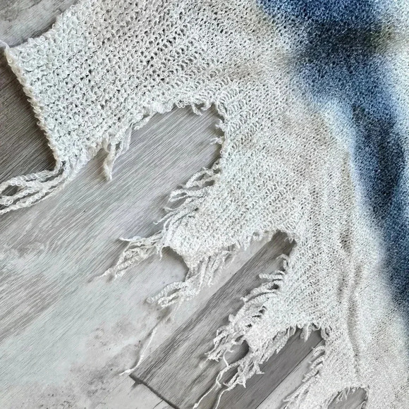 🍀 NWT POL Boho Striped Relaxed Fit Oversized Coverup Fringe Beachy Sweater Sz L - Picture 5 of 10